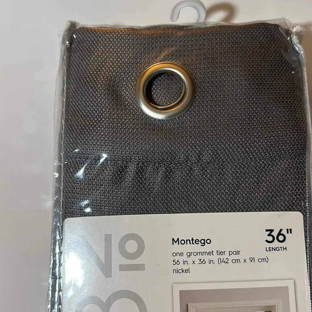 NWT! No918 - Slide and Style Curtains - Montego Grommet Tier Pair in Grey